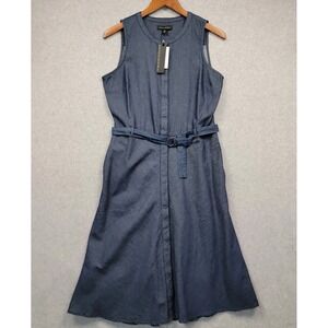 NEW Banana Republic Shirt Dress Sz 8 Blue Denim 100% Cotton Button Up Sleeveless